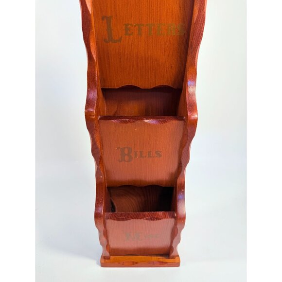 Wooden Mail Sorter | Vintage Wall Mount Organizer | Letters Bills Misc | Retro 7 - Picture 4 of 14